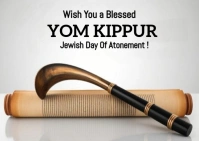 White Pastel Yom Kippur Wishes  Postcard template