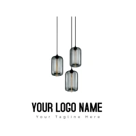 White  Pendant  Light  Light Fixture Chandelier Lighting Logo Logotipo template