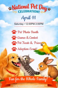 White Pet Adoption Party Poster Pinterest Graphic template