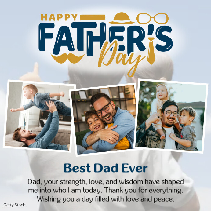 White Photo Collage Happy Father's Day Instagram Post template