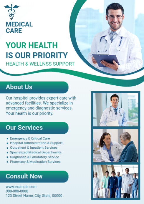 White Photo Collage Medical Service A2 template