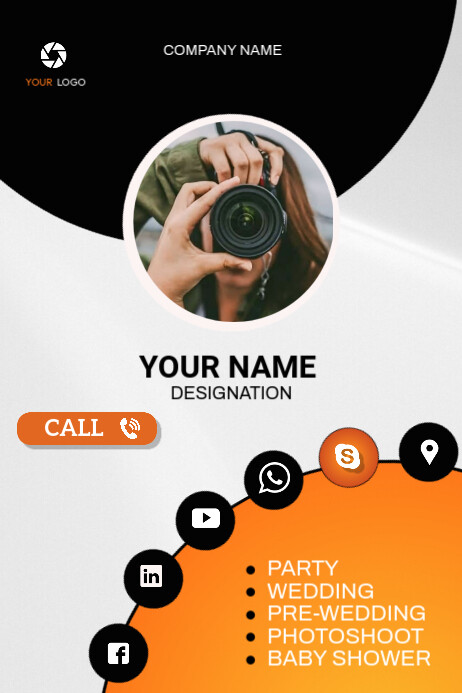 White  Photography Business Card Template Poster Plakkaat