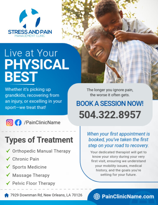 White Physical Therapy Flyer Volante (Carta US) template