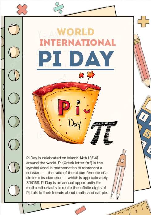 White Pi Day Celebration A4 Template | PosterMyWall