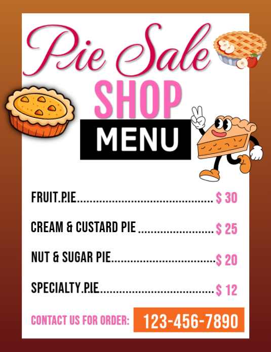 White Pie Sale Manu Flyer Template | PosterMyWall