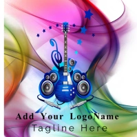 White  Pink Electric Guitar Illustration, Musical Instrument Musical Note Theme Music, Guitar And Mu Logo template