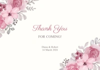 White Pink Elegant Floral Wedding Thank You C A5 template
