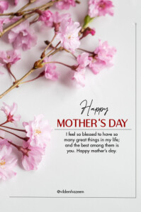 Putih Mother's Day Greeting Poster Template