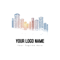 White White  Pixelize High Rise Buildings Logo โลโก้ Template