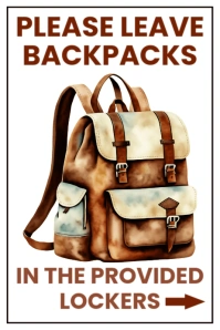 White Please Leave Backpacks Here  Poster Póster template