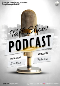 White Podcast template A4