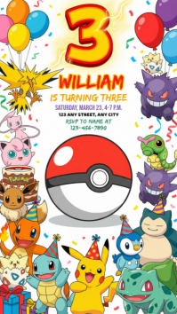White Pokemon Birthday Party Instagram Story template