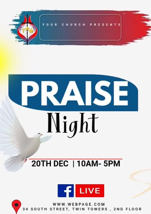 White Praise Night A4 template
