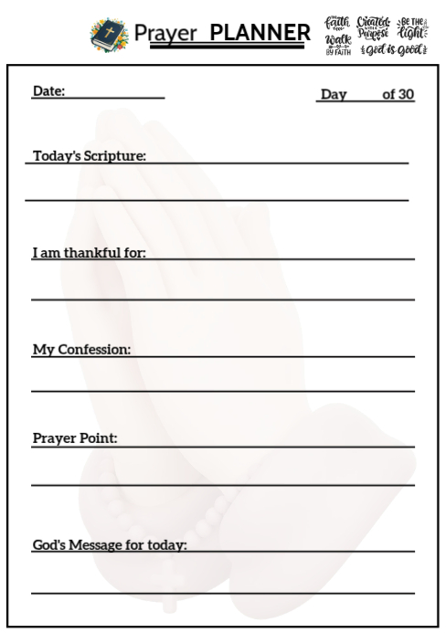 White Prayer Planner A5 Template | PosterMyWall