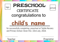 White Preschool Certificate A4 template