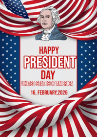 White President's Day Celebration A6 template