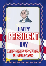 White Presidents' Day Celebration A6 template