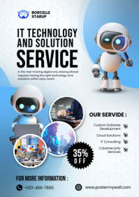 White Profesional It Technology And Solution Service A4 template