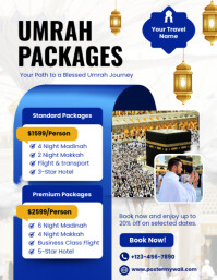 White Profesional Umrah Packages Pamflet (letter As) Flyer (US Letter) template