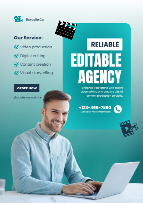 Plantilla de White Profesional Video Production Service A4 | PosterMyWall