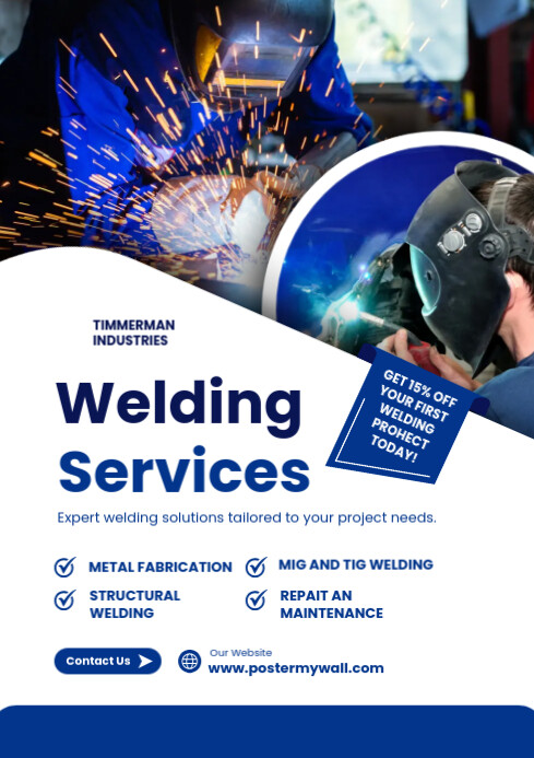 White Profesional Welding Services A4 Template | PosterMyWall