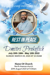 White Professional , Funeral Announcement Flyer Pinterest Graphic template