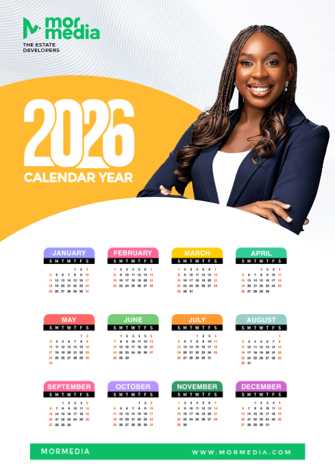 White Professional 2026 Annual Calendar Template A4 Print | PosterMyWall