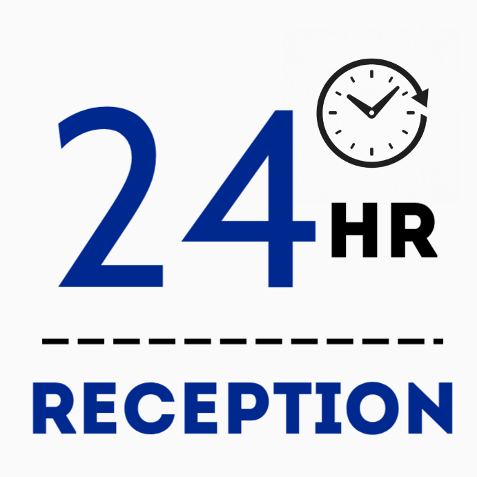 White Professional 24 Hour Reception Sign Front Desk Open All Day ...