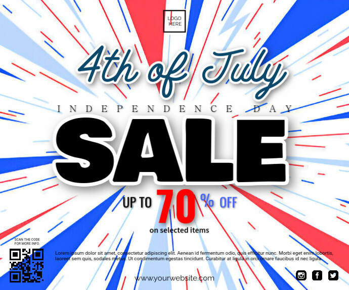 White Professional 4th Of July Sale Medium Rectangle Template ...