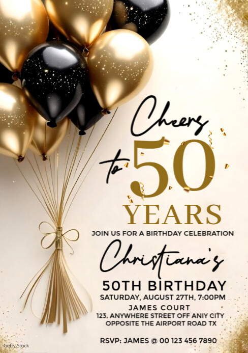 White Professional 50th Birthday Flyer A5 Template | PosterMyWall