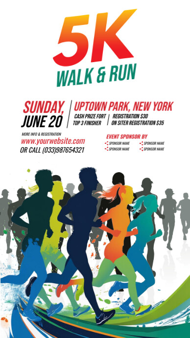 White Professional 5k Run & Walk Event Instagram Story template