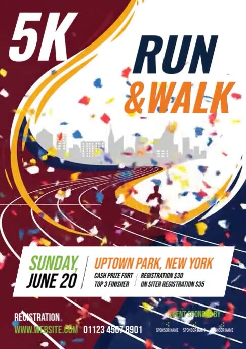 Copy of White Professional 5k Run Flyer Template A4 | PosterMyWall
