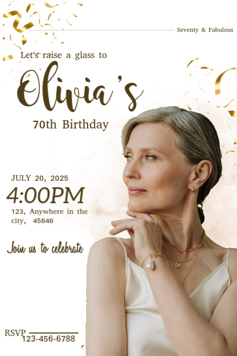 White Professional 70th Birthday Templates  Poster Plakkaat