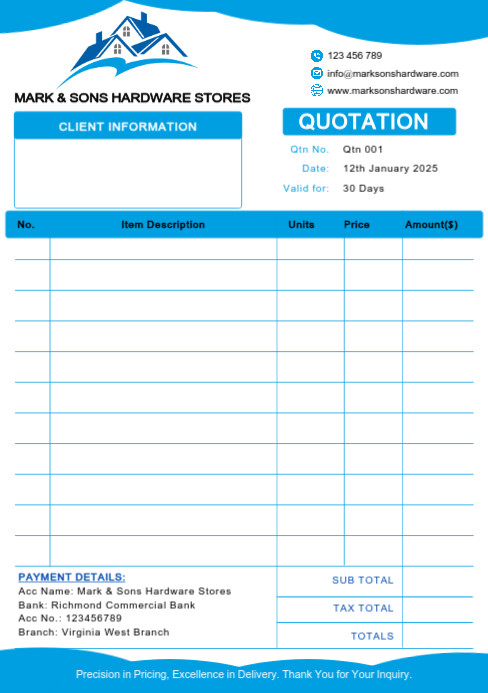 White Professional A5 Quotation Template  A5