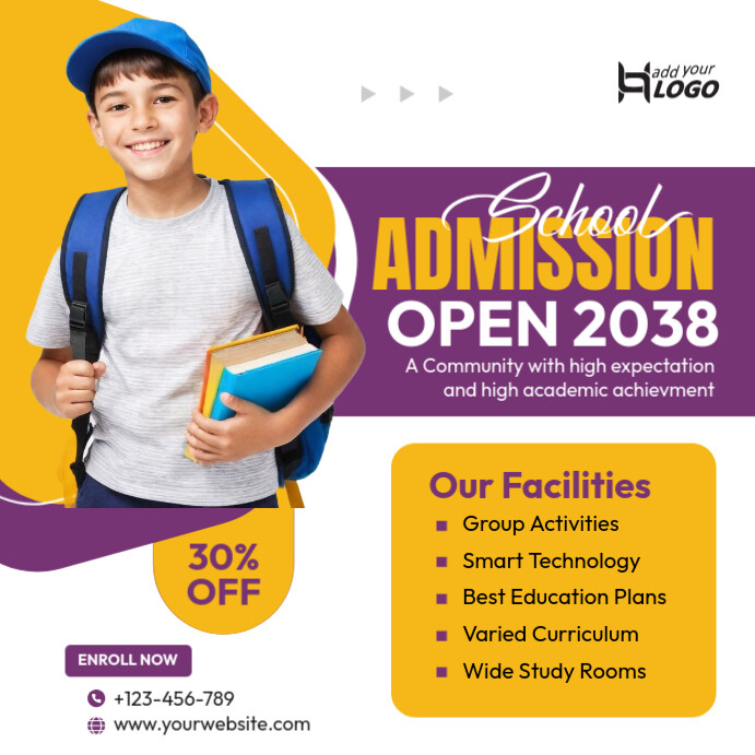 White Professional Admission Ad Instagram Post template