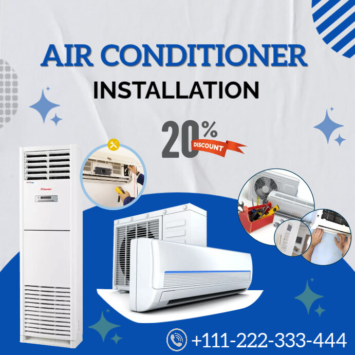 White Professional Air Conditioner Installation Instagram Post Template ...