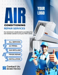 White Professional Air Conditioning Services Flyer (US Letter) template