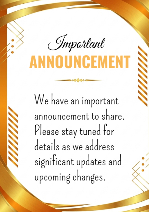 White professional announcement a4 Template | PosterMyWall