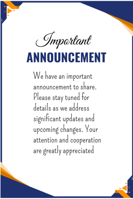 Copy of White Professional Announcement Poster | PosterMyWall
