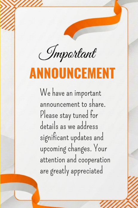 White Announcement Posters Template | PosterMyWall