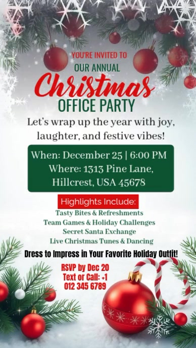 White Professional Annual Christmas Office Party Instagram Story Template | PosterMyWall White Professional Annual Christmas Office Party Instagram Story Template | PosterMyWall