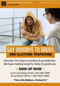 White Professional Anti Drug Abuse  A5, campaign poster template