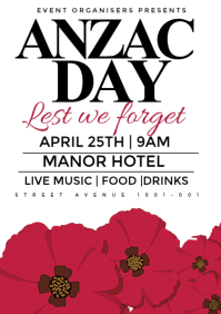 White Professional ANZAC Day Event A3 template