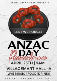 白色 ANZAC Day Remembrance Event A3 Template