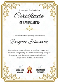 White Professional Appreciation Certificate A6 template