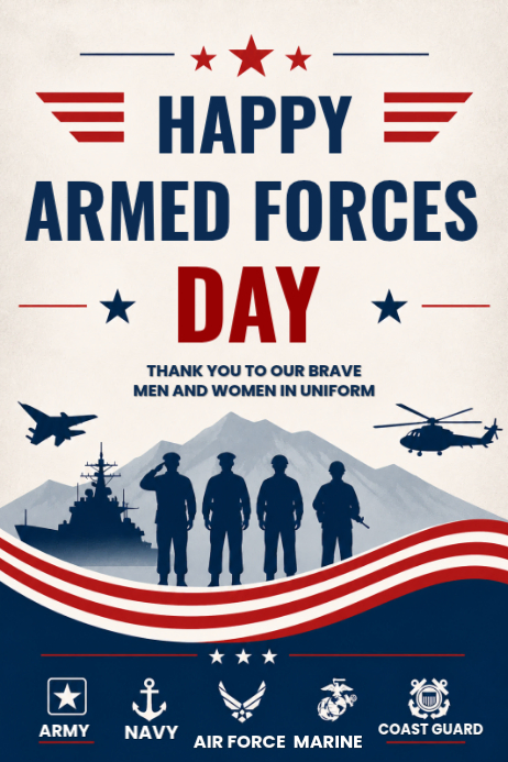 White Armed Forces Day Posters Template | PosterMyWall