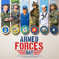 White Professional Armed Forces Day Square Video Quadrato (1:1) template