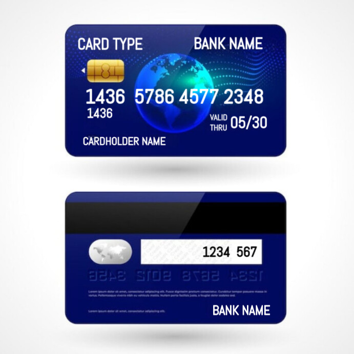 White Professional Atm Bank Card Front And Back  Instagram Post template