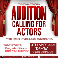 White Professional Audition Call for Actors Instagram Post template