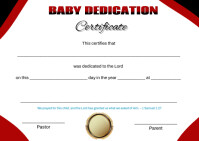 White Professional Baby Dedication Certificate  A6 template